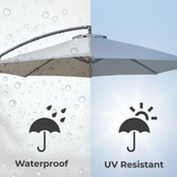 Neo 3m Grey Cantilever Parasol with Solar LED Lights, Crank Handle and Cross Base – Garden Umbrella