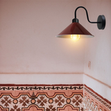 Vintage Swan Neck Wall Light with Cone Shade and E27 Socket – Dimmable Indoor Wall Sconce, Burgundy