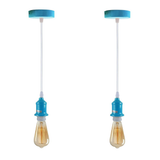 LEDSONE 2 Pack Industrial Pendant Light Fitting Set – E27 Lamp Holder with 95cm PVC Cable, Vintage Style