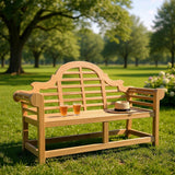 AcaciaHome FSC Teak Lutyens Garden Bench with Curved Backrest – Weather-Resistant Hardwood Seating, 168cm