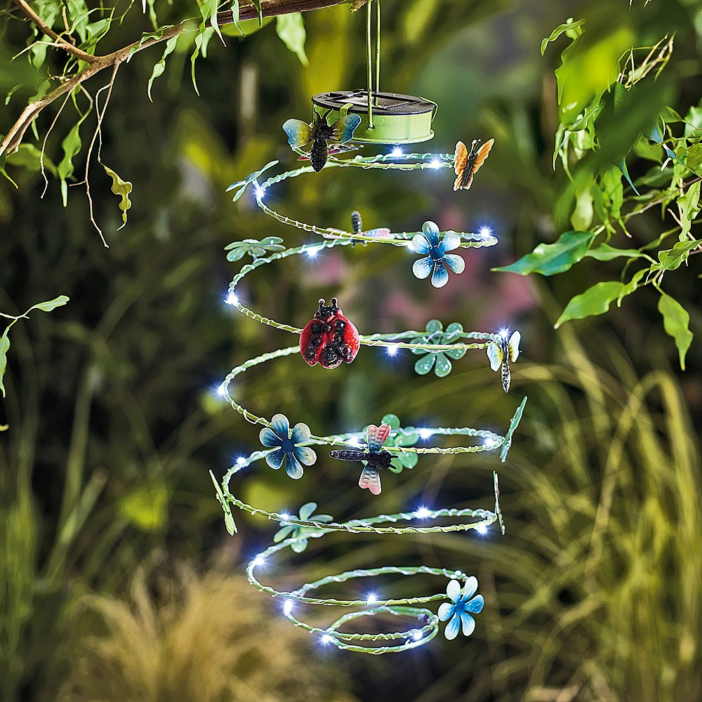 Avilo Hanging Solar Spiral Light with Butterflies – Garden Lantern for Day and Night