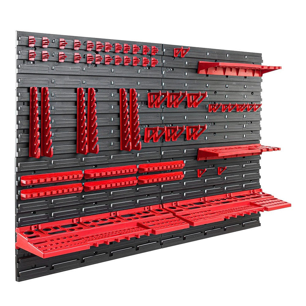 Wall Mounted Tool Pegboard Set with 58 Accessories and 4 Wall Plates – Garage & Workshop Storage Organiser