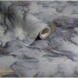 Arthouse Bahia Marble Flat Surface Wallpaper with Navy, Grey & Metallic Gold Detailing – Paste the Paper