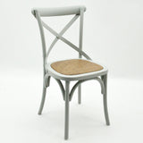 AcaciaHome Oak Cross Back Café Chair with Rattan Seat – Hand-Finished Dining Seating, Grey