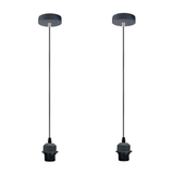LEDSONE 2 Pack Industrial Grey Pendant Light Fitting with E27 Lampshade Holder and 95cm Adjustable Cable