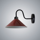 Vintage Swan Neck Wall Light with Cone Shade and E27 Socket – Dimmable Indoor Wall Sconce, Burgundy