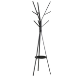HOMCOM Tree Branch Coat Stand with 9 Hooks and Round Storage Shelf, 180cm, Black