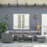 Outsunny Rattan Corner Sofa Set in garden setting