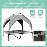 Elevated Pet Bed with Water-Resistant UV Canopy, Breathable Mesh & Travel Bag – Large Dogs, Light Grey