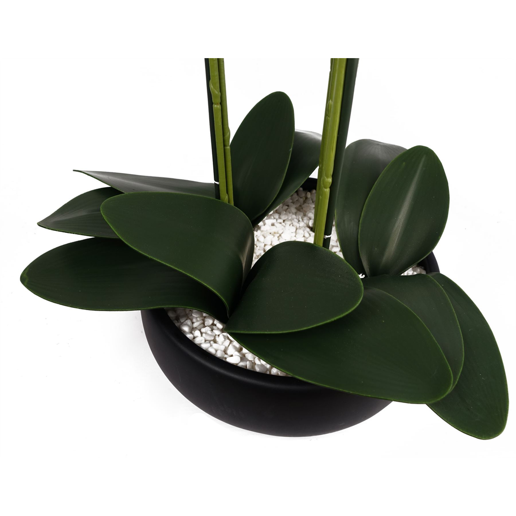 60cm Orchid Artificial White – Black Ceramic Planter