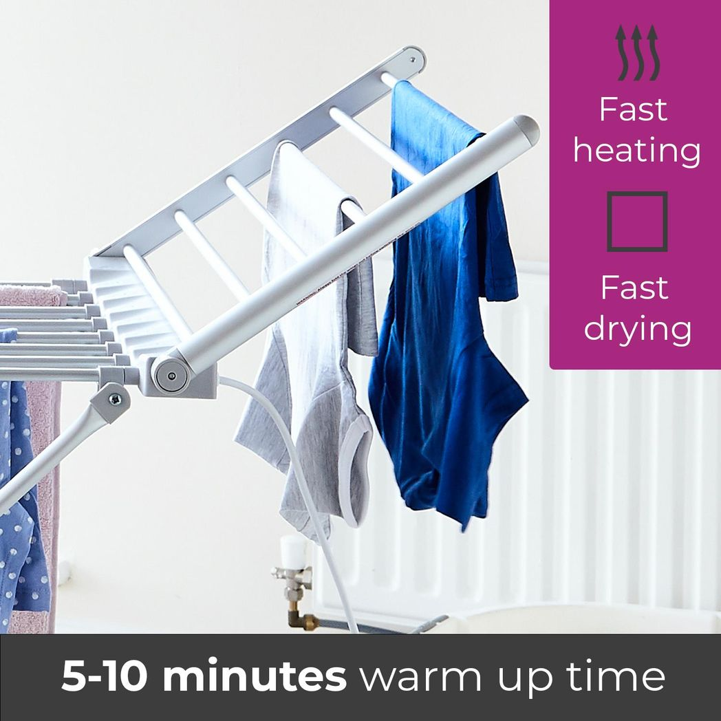 Neo Electric Heated Winged Clothes Airer Drying Rack – Fold-Out Wings, Energy-Efficient Indoor Laundry Dryer