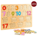 SOKA Wooden Number Board with Numbers 1–20 – Pre-Math Learning Toy for Kids