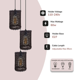 LEDSONE 3-Head Round Base Natural Wicker Rattan Pendant Light, E27 – Kitchen Island & Dining Room Light