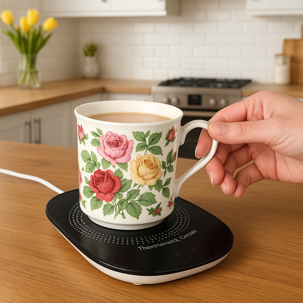 Avilo Mug Warmer Coaster with USB Charging – Weight-Activated Heating to 55°C for Ceramic, Glass and Steel Mugs