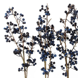 Leaf Artificial Blue Christmas Berry Spray, Bundle of 6 x 70cm – Wired Stems, Festive Greenery