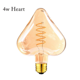 Ledsone 3 Pack E27 4W LED Heart-Shaped Filament Bulbs – Retro Warm White Glass Designer Light Bulbs