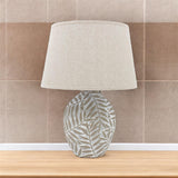 Minimalist Textured Ceramic Table Lamp with Fabric Shade – In-Line Switch, 1m Cable Bedside Lamp