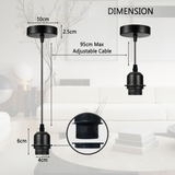 LEDSONE Industrial Chrome Pendant Light Fitting with E27 Holder & 95cm Cable – Dimmable Retro Light Kit
