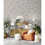 Arthouse Japanese Garden Wallpaper with Oriental Trees & Birds – Pearlescent Paste the Paper, Grey
