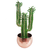 Leaf Large Hammered Metal Planter, 22 x 18cm Straight Edge – Handmade Rustic Indoor Plant Pot
