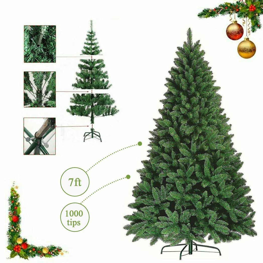 7ft Green Colorado Artificial Christmas Tree, 210cm – Pine-Effect Tips, Reusable Festive Decor