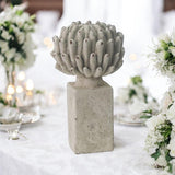 Stone-Look Resin Flower Garden Ornament on Base – Decorative Floral Figurine for Home or Office, 21cm