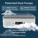 Huddle Never Deflate Air Bed with Dual-Action Pump, Comfort Dial & Nightlight – Double
