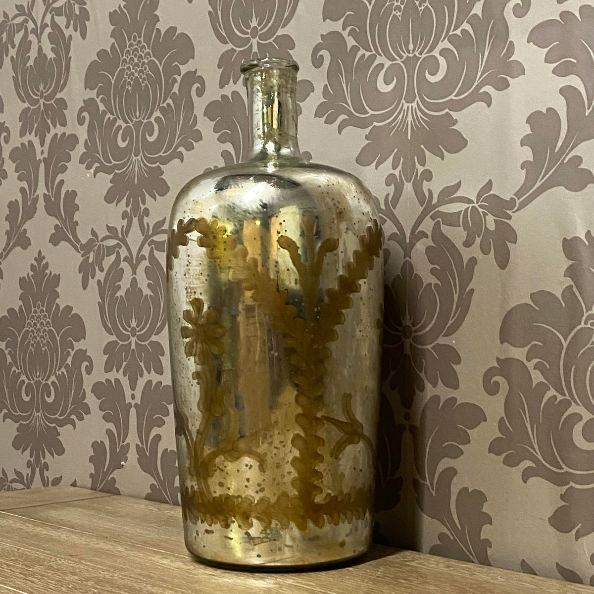 15 Inch Antique Silver Glass Decorative Vase – Flower Display or Standalone Home Accent