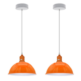 Orange Dome Metal Pendant Shades, 21cm – 2 Pack