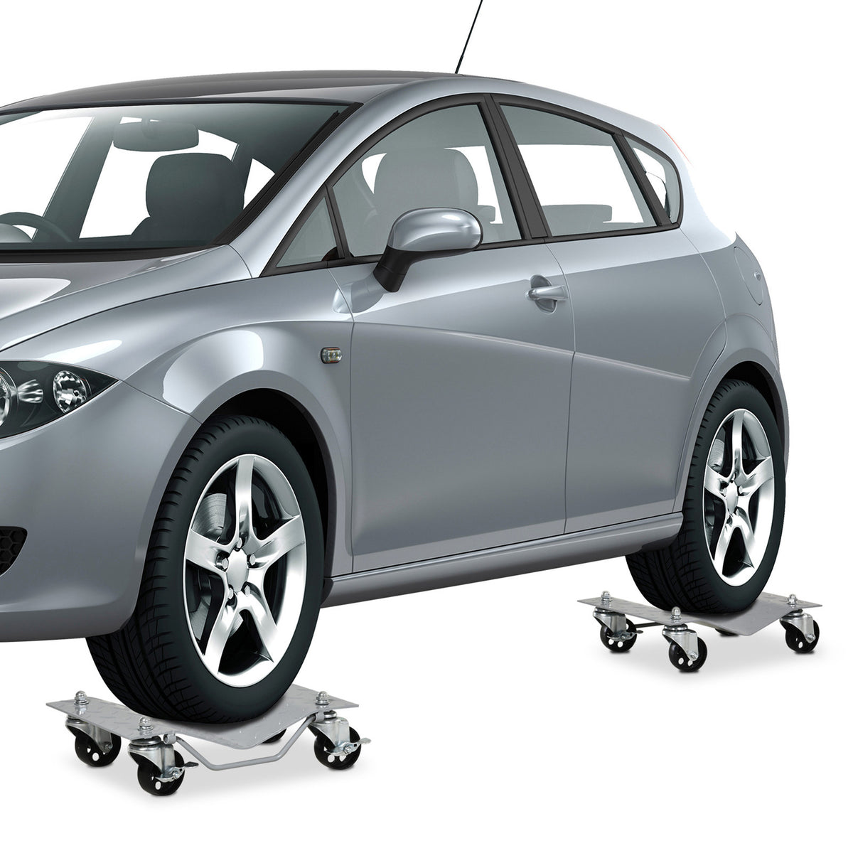 DURHAND Car Wheel Dollies with Lockable Swivel Casters, Set of 2, 680kg Capacity – Vehicle Moving Skates, Grey