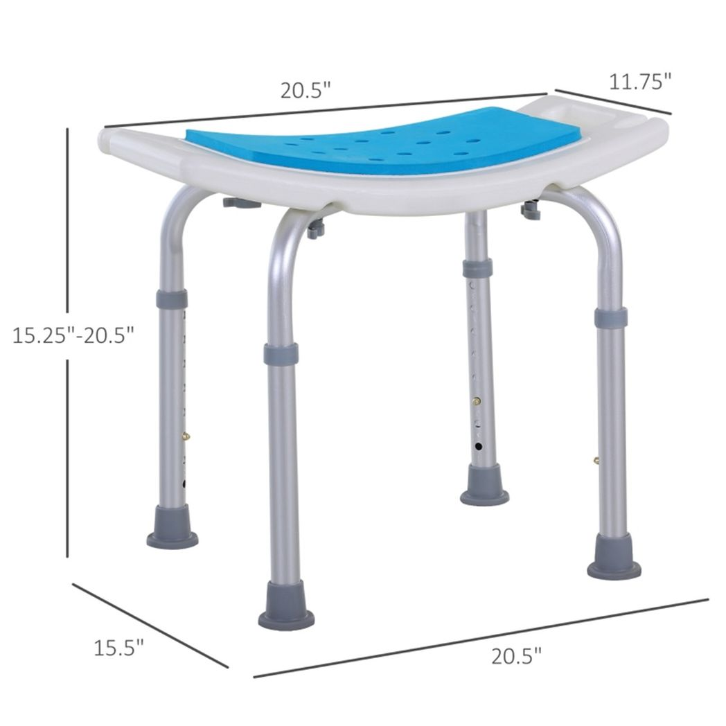 Aluminium Alloy Shower Chair with Side Handles, 6 Height Levels, 300lbs Capacity – Non-Slip Bath Stool