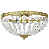 HOMCOM 2-Light Crystal Chandelier Flush Mount Ceiling Light with 168 Octagonal Beads – Vintage, Gold Tone
