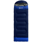 Outsunny 3 Season Sleeping Bag for Adults with L-Shaped Zip, Opens into Quilt – Lightweight & Compact, Navy Blue