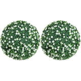 HOMCOM Set of Two Artificial Boxwood Balls Plants – White