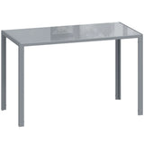 HOMCOM 120cm Dining Table with Tempered Glass Top and Powder-Coated Steel Legs – 4 Seater Kitchen Table, Grey