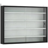 HOMCOM 5-Tier Wall-Mounted Display Cabinet with 4 Adjustable Shelves & Glass Doors, 60 x 80cm – Black and White