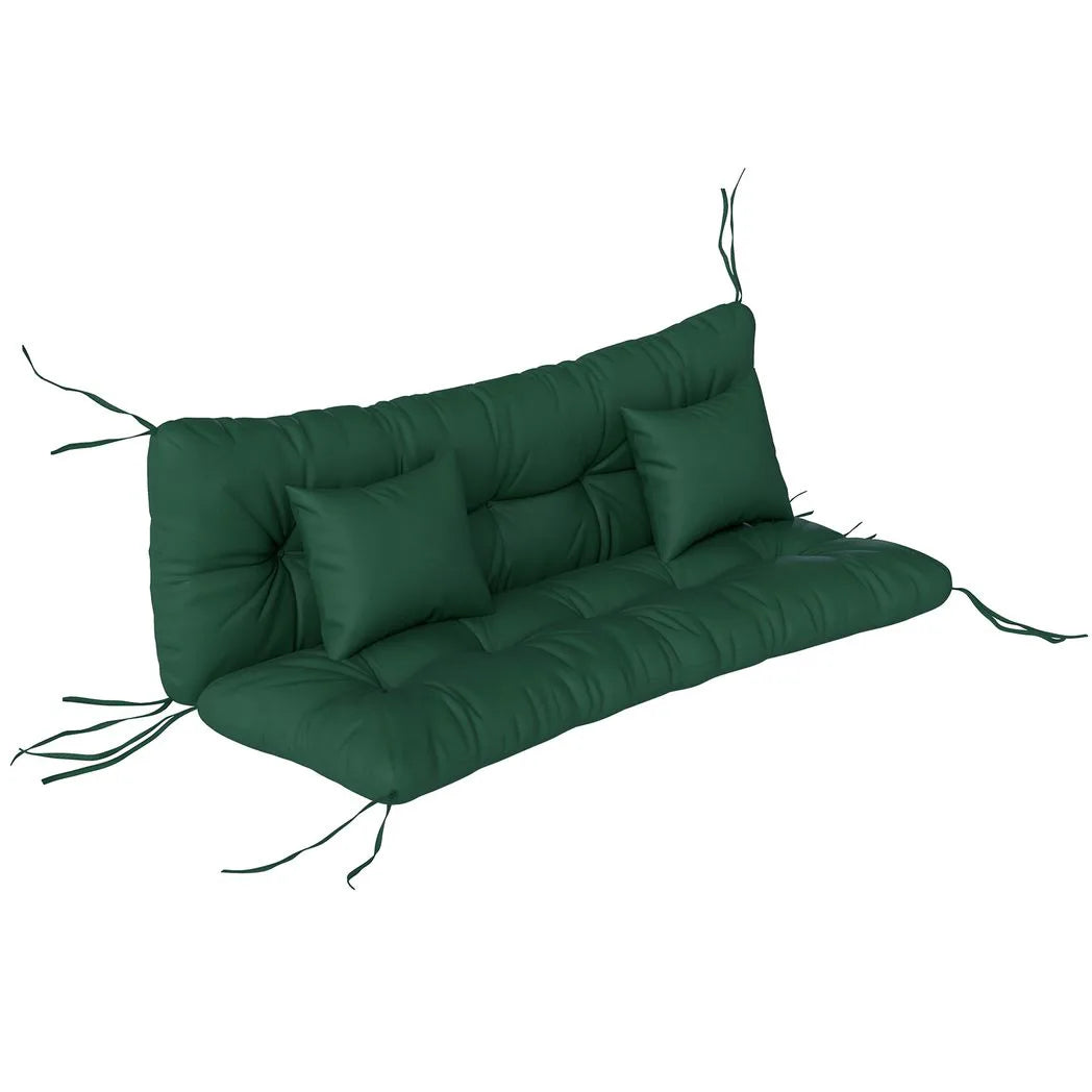 Outsunny 3-Seater Swing Chair Cushion Set – Seat and Back Cushions with 2 Pillows, Water-Repellent, Green