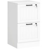 HOMCOM 2 Drawer Filing Cabinet with Lock and Adjustable Hanging Bars for A4 Files – Home Office Storage, White