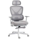 HOMCOM Ergonomic Office Chair with Adjustable Headrest, Lumbar Support & Legrest – Reclining Mesh Chair, Grey
