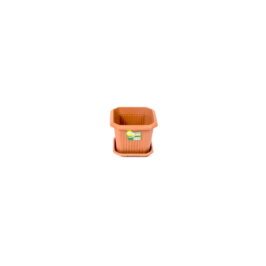 No. 0 Square Plastic Plant Pot with Base – Indoor Outdoor Garden Planter
