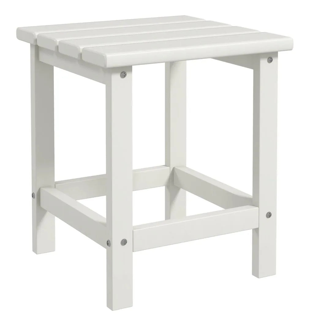 Outsunny Square Garden Coffee Table with Recycled HDPE Tabletop – Outdoor Side Table, 38 x 38 x 46 cm, White