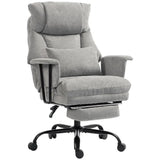 HOMCOM Heavy Duty Office Chair, 180kg Capacity, Linen-Look with Lumbar Support, Spring Cushion, Footrest, Grey