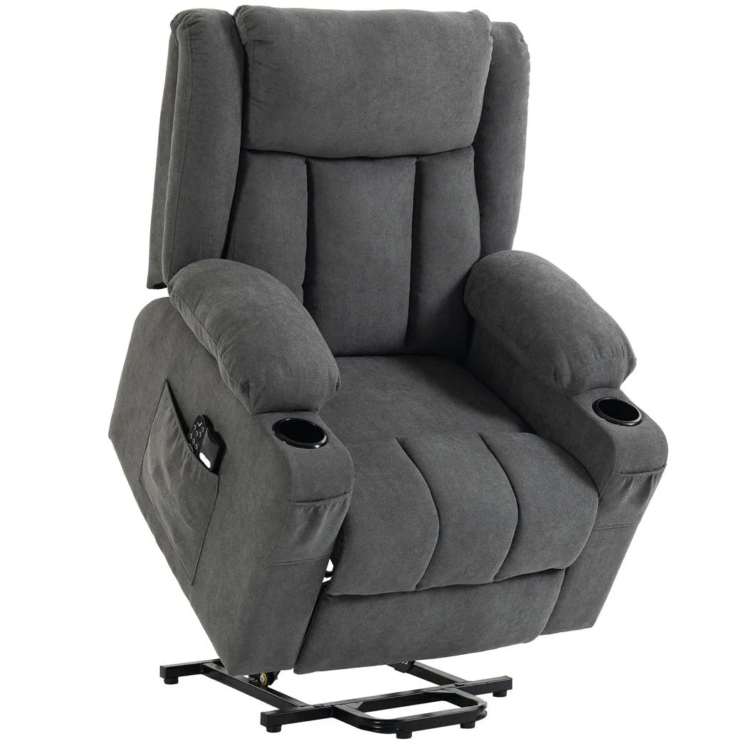 HOMCOM Dual Motor Electric Riser Recliner Chair with Massage & Heat – 55° Lift Chair for Elderly, Dark Grey
