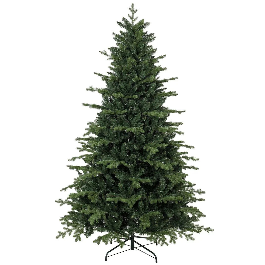 HOMCOM 7ft Artificial Christmas Tree with 2080 Realistic Tips, Hinged Wide Shape Xmas Tree, Green