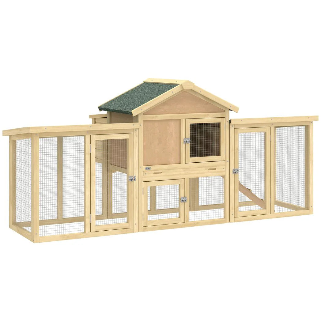 PawHut Large Wooden Chicken Coop with Nesting Box, Runs and Ramp – Two-Level Outdoor Poultry Hen House