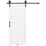 HOMCOM 183cm Sliding Barn Door Kit with Track, Rollers, Floor Guide and Handle – Space-Saving PVC-Coated Door, White