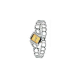 Luisant Ladies Fashion Watch – Triangle Yellow Dial, Silver Steel Bracelet (Clearance, Needs New Battery)
