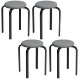 HOMCOM Set of 4 Stackable Round Stools with Cushioned Seats – Backless Kitchen and Dining Room Seating, Dark Grey