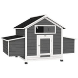 PawHut Wooden Chicken Coop with Nesting Boxes, Openable Roof and Pull-Out Tray – Outdoor Hen House, 150 x 100 x 97 cm