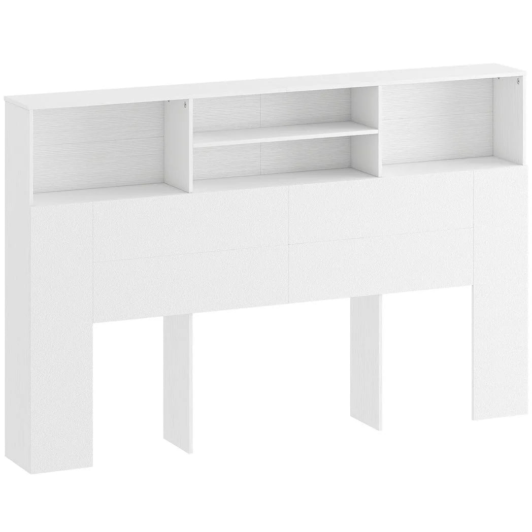 HOMCOM King-Size Freestanding Headboard with 4 Open Storage Compartments – Bedroom Bed Headboard, White